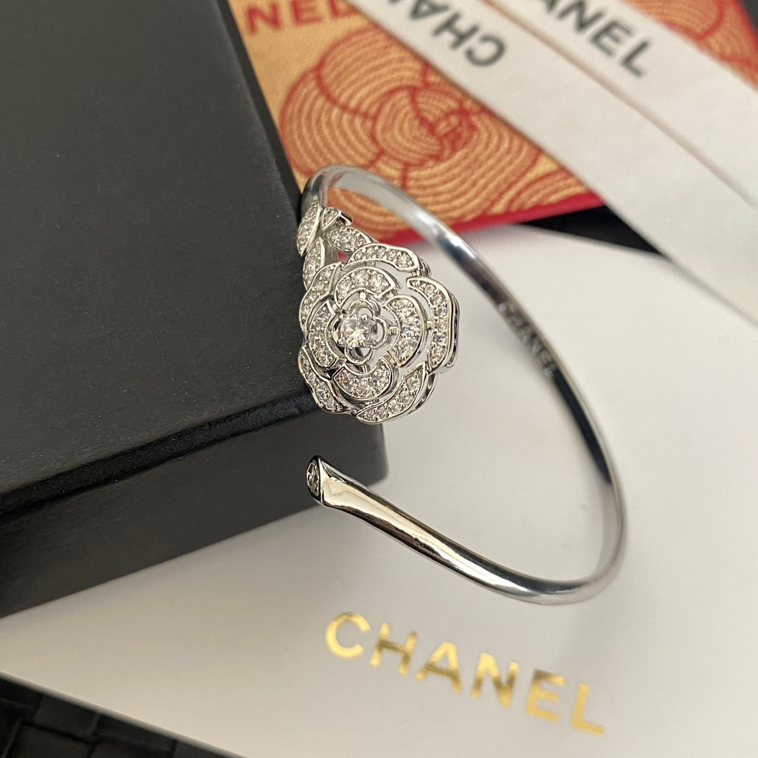 Chanel Camellia Crystal Cuff Bracelet – Luxury Jewelry – product image 4