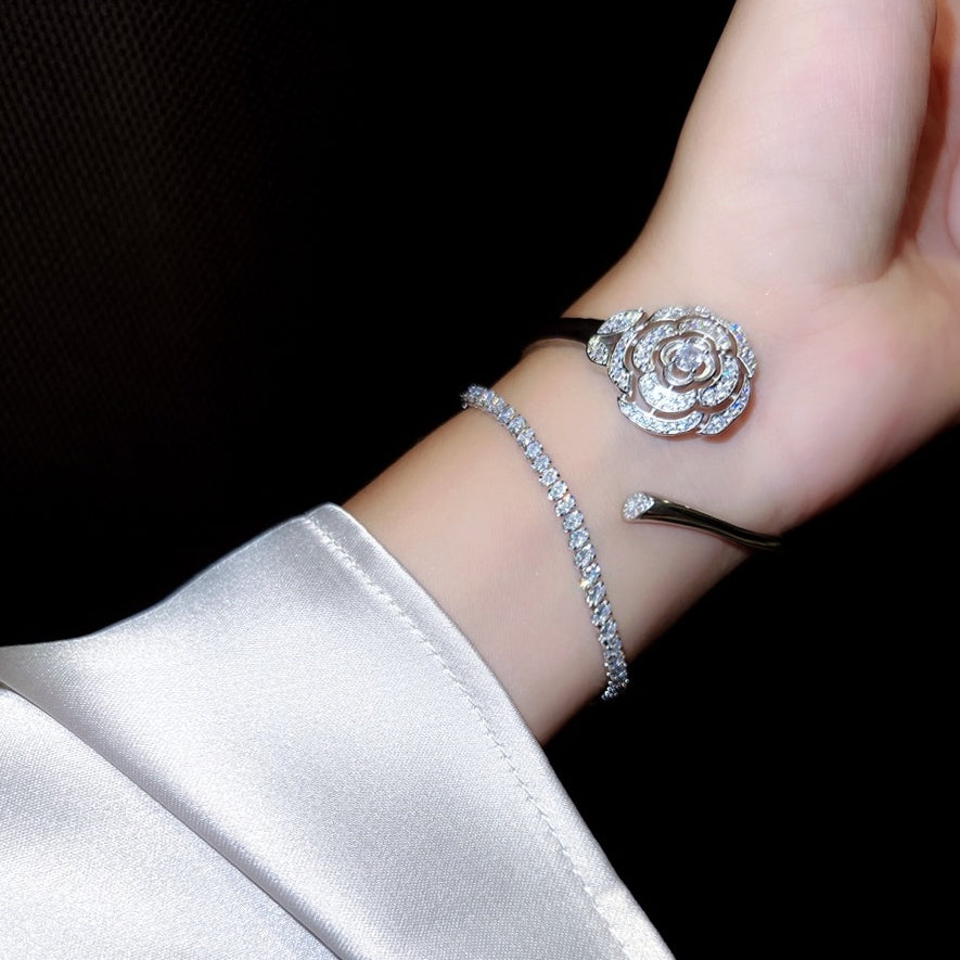 Chanel Camellia Crystal Cuff Bracelet – Luxury Jewelry – product image 8