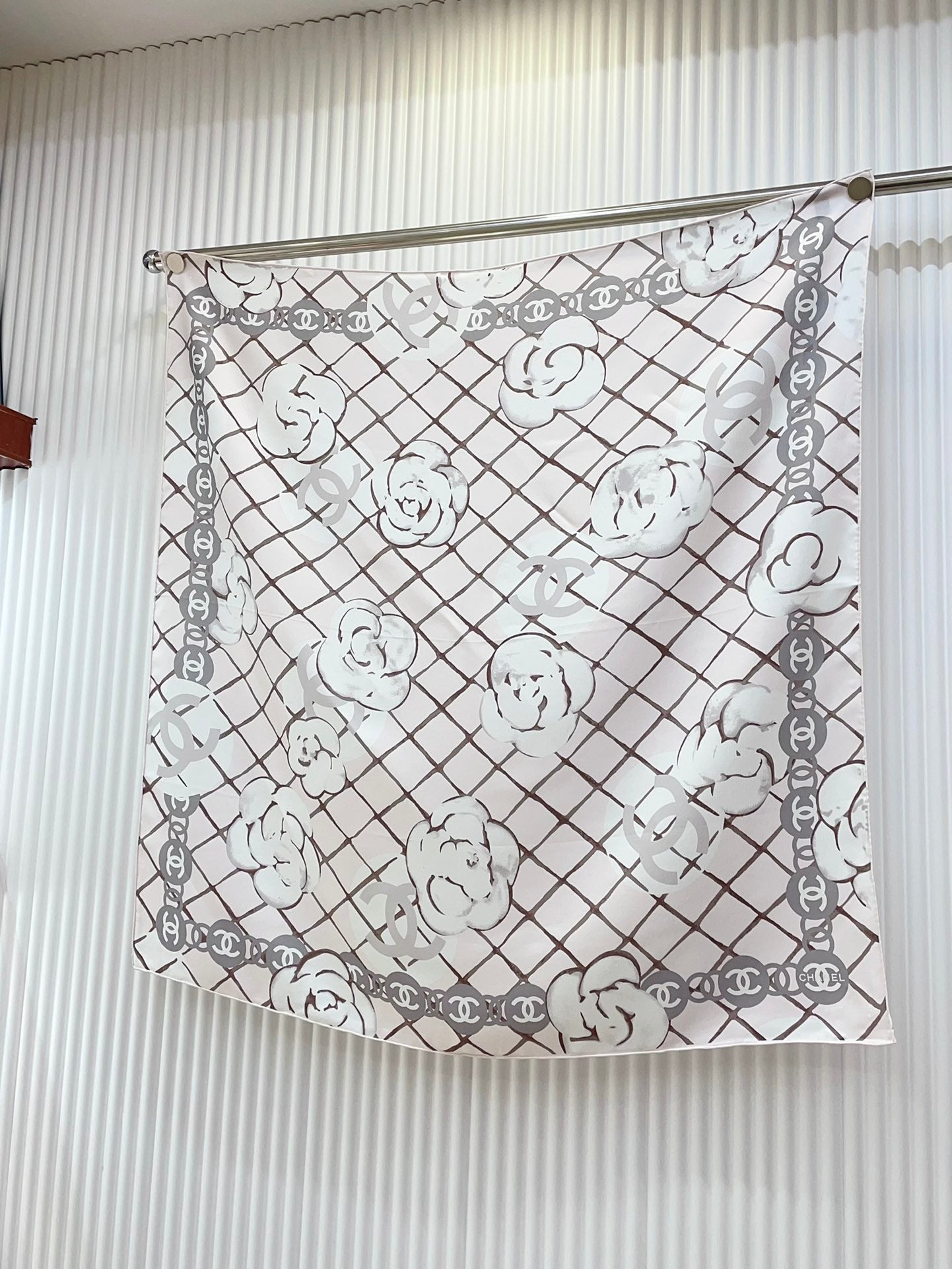 Chanel CC Monogram Camellia Square Silk Scarf for Women – product image 3