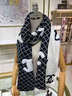 Chanel CC Monogram Rhombus Double-Sided Cashmere Knitted Scarf for Women – product image 14