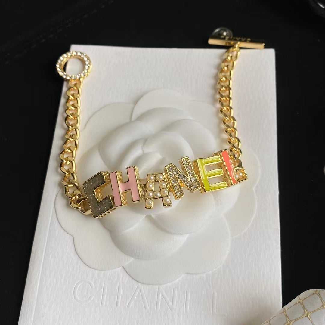 Chanel Colorful Crystal Letter Necklace and Bracelet – Luxury Jewelry – product image 1