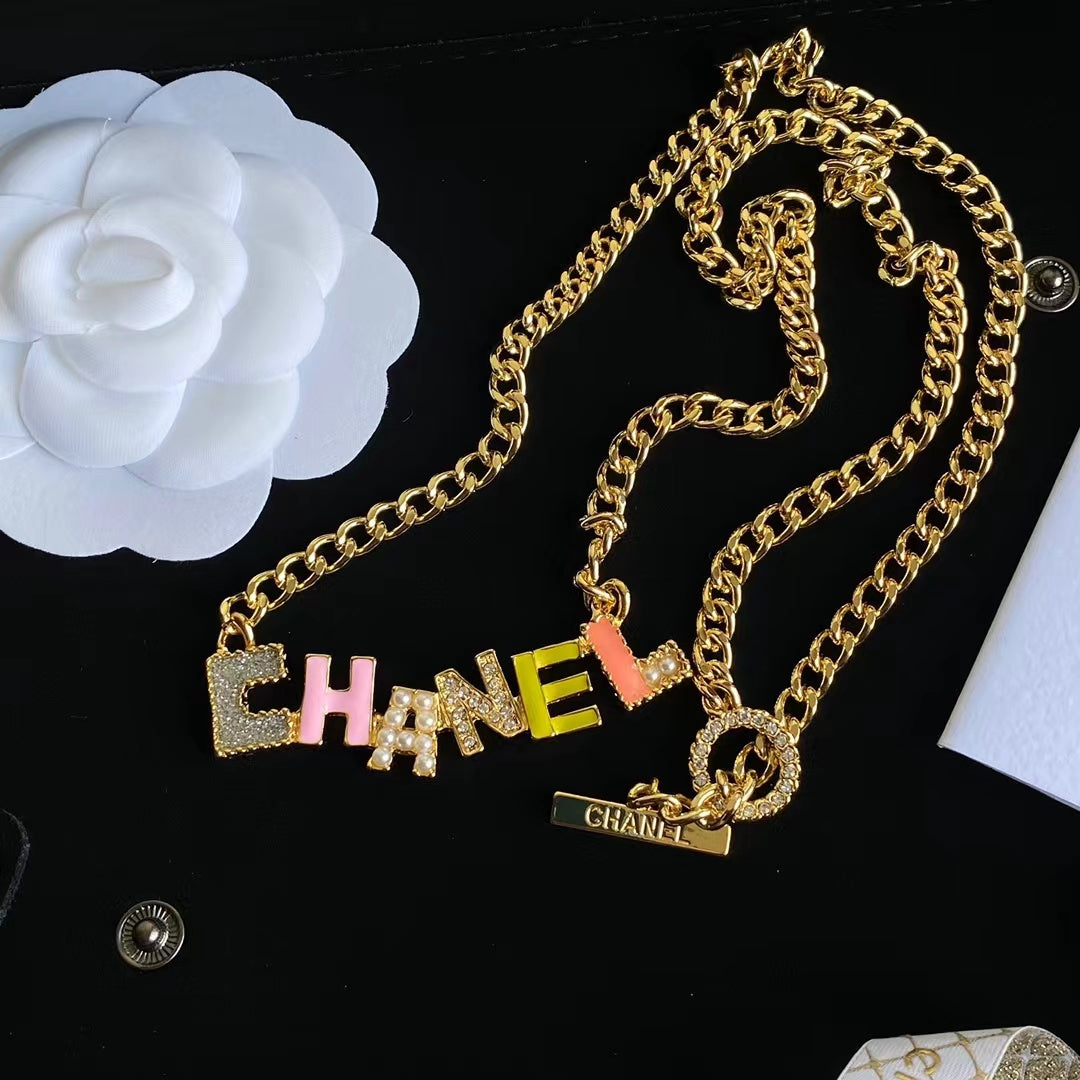 Chanel Colorful Crystal Letter Necklace and Bracelet – Luxury Jewelry – product image 3