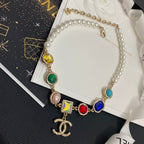 Chanel Colorful Crystal Pendant Pearl Necklace – Luxury Designer Jewelry – product image 1