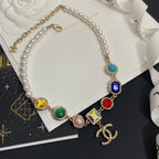Chanel Colorful Crystal Pendant Pearl Necklace – Luxury Designer Jewelry – product image 2