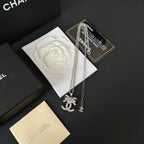 Chanel Crystal Bow Logo Pendant Necklace – Luxury Designer Jewelry – product image 1
