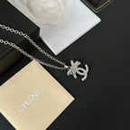 Chanel Crystal Bow Logo Pendant Necklace – Luxury Designer Jewelry – product image 2