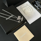 Chanel Crystal Bow Logo Pendant Necklace – Luxury Designer Jewelry – product image 4