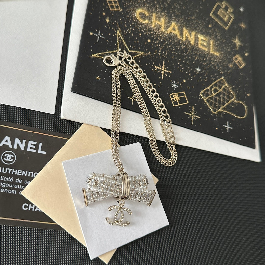 Chanel Crystal Bow Pendant Necklace – Luxury Designer Jewelry – product image 3
