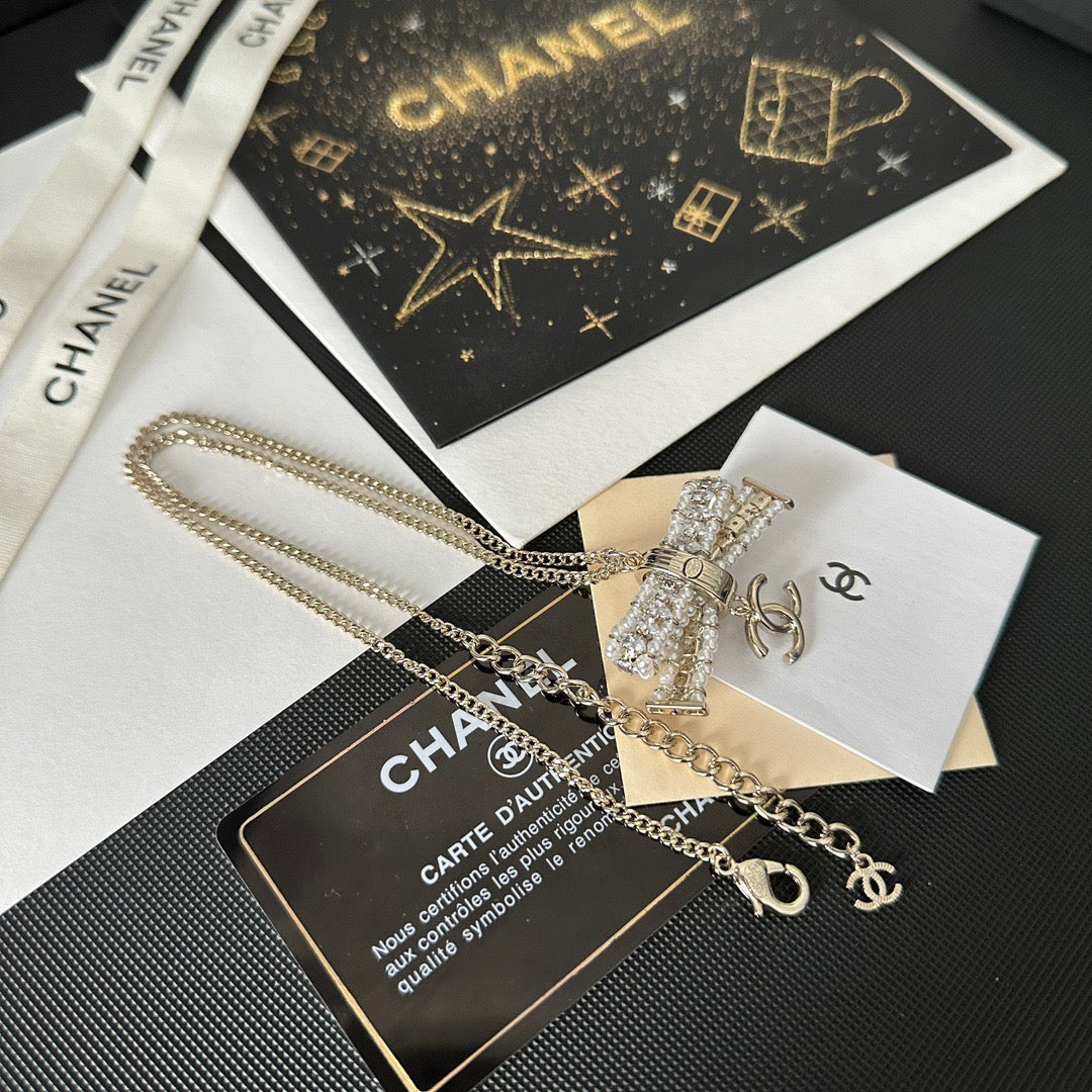 Chanel Crystal Bow Pendant Necklace – Luxury Designer Jewelry – product image 4