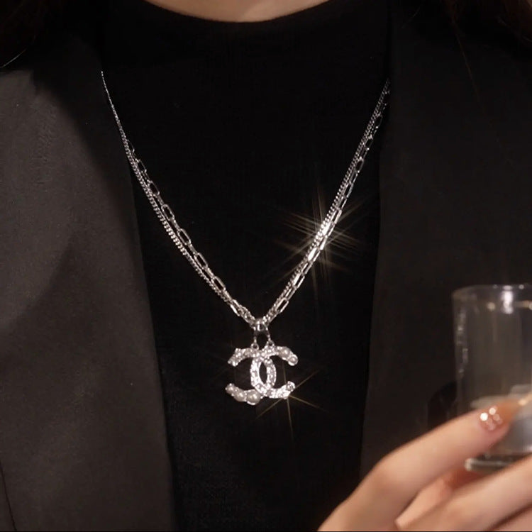 Chanel Crystal Letter Double Necklace – Luxury Designer Jewelry – product image 1