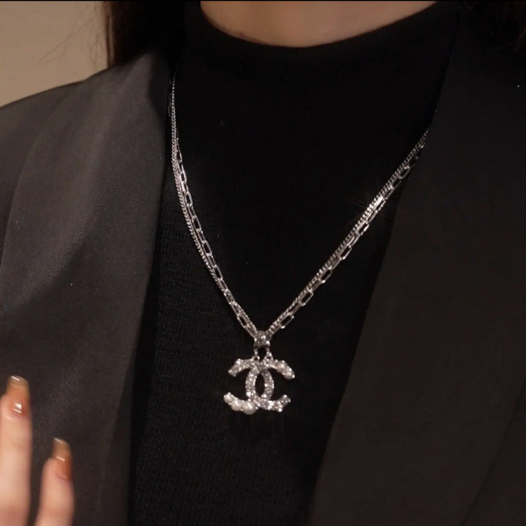 Chanel Crystal Letter Double Necklace – Luxury Designer Jewelry – product image 2