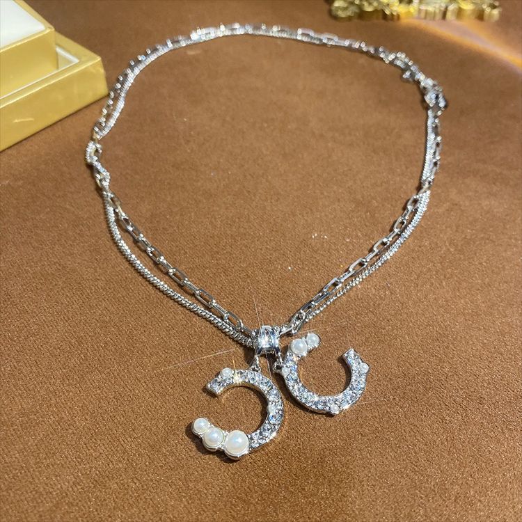 Chanel Crystal Letter Double Necklace – Luxury Designer Jewelry – product image 4