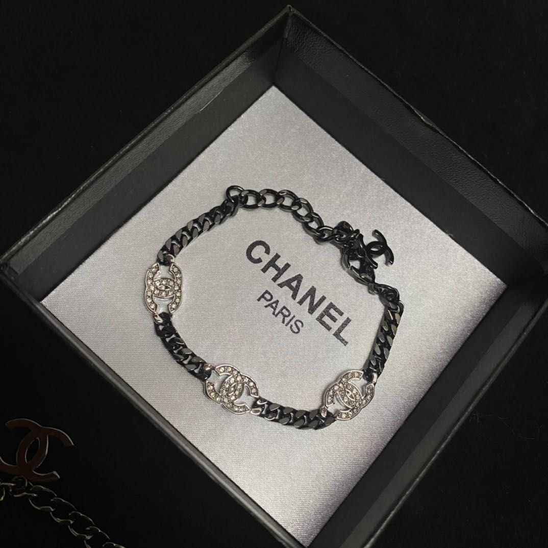 Chanel Crystal Logo Bracelet & Necklace – Luxury Jewelry – product image 1