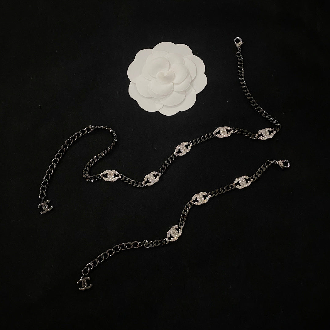 Chanel Crystal Logo Bracelet & Necklace – Luxury Jewelry – product image 7