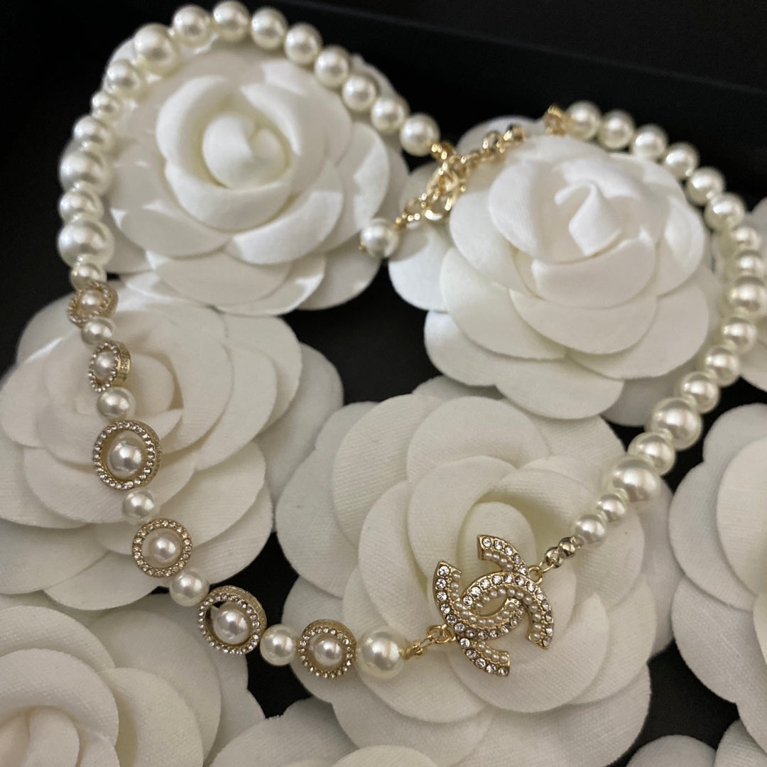 Chanel Crystal Pendant Pearl Necklace – Luxury Designer Jewelry – product image 3