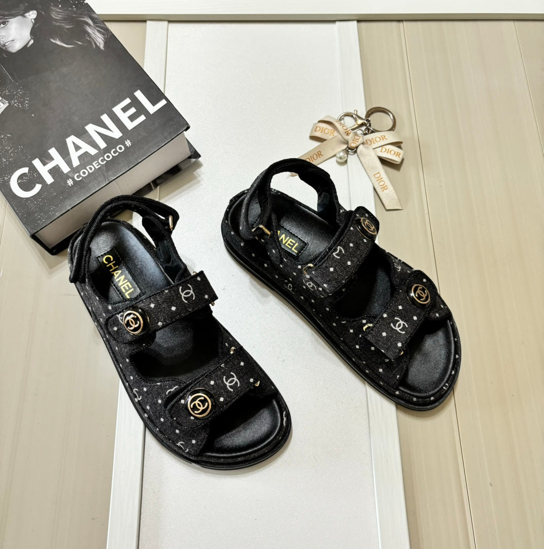 Chanel Denim Round Buckle Velcro Sandals – sandals product image 10