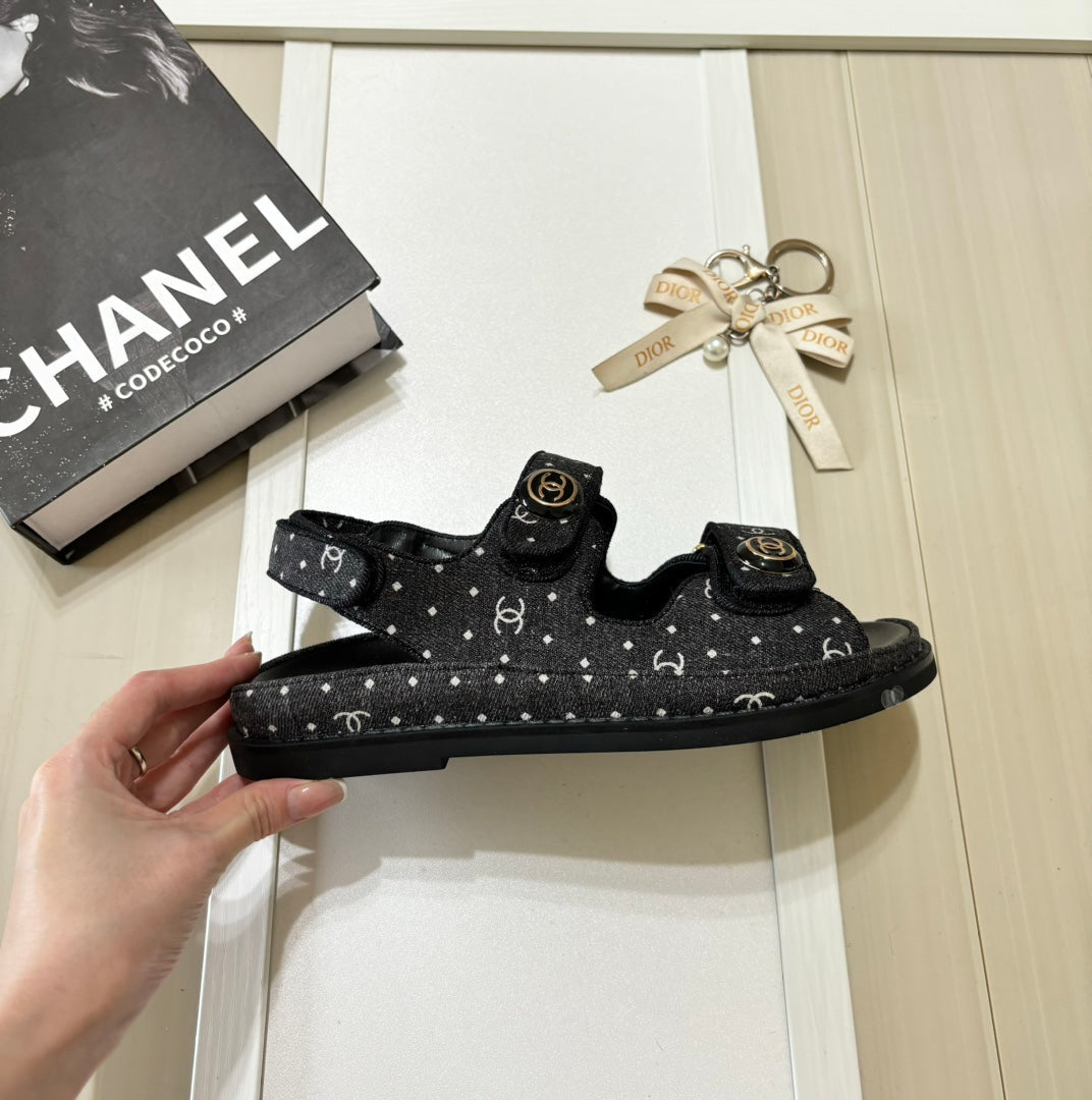Chanel Denim Round Buckle Velcro Sandals – sandals product image 11