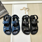Chanel Denim Round Buckle Velcro Sandals – sandals product image 5