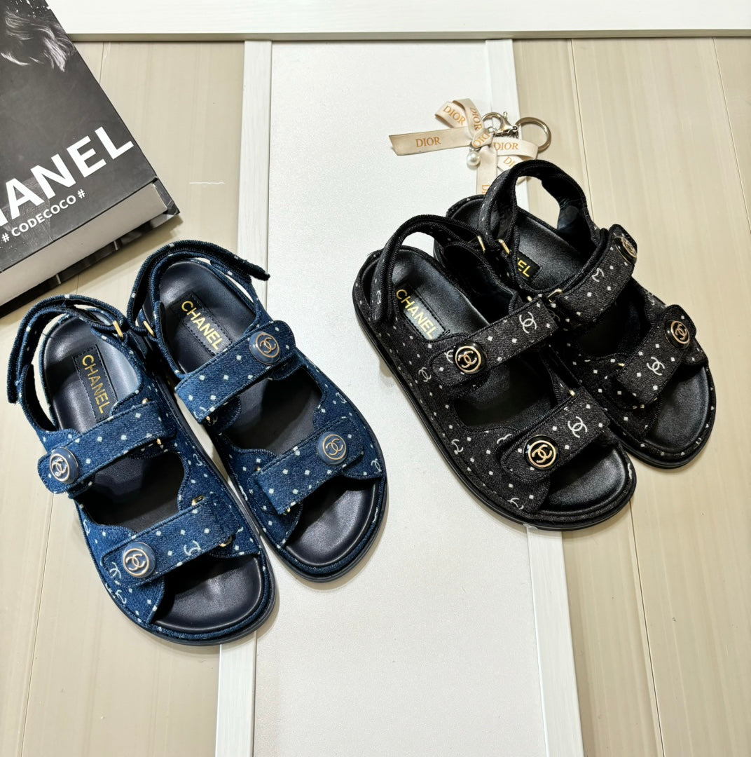 Chanel Denim Round Buckle Velcro Sandals – sandals product image 6
