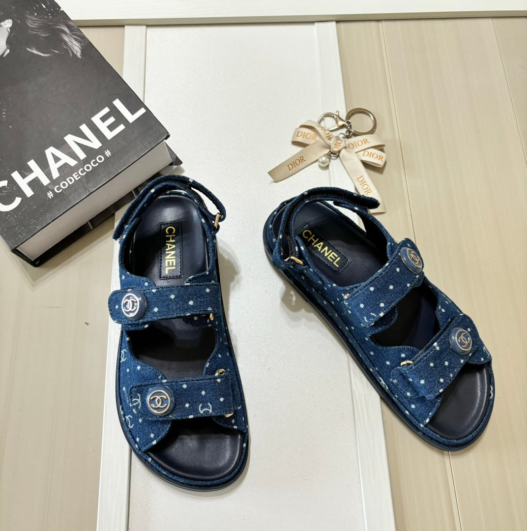 Chanel Denim Round Buckle Velcro Sandals – sandals product image 8