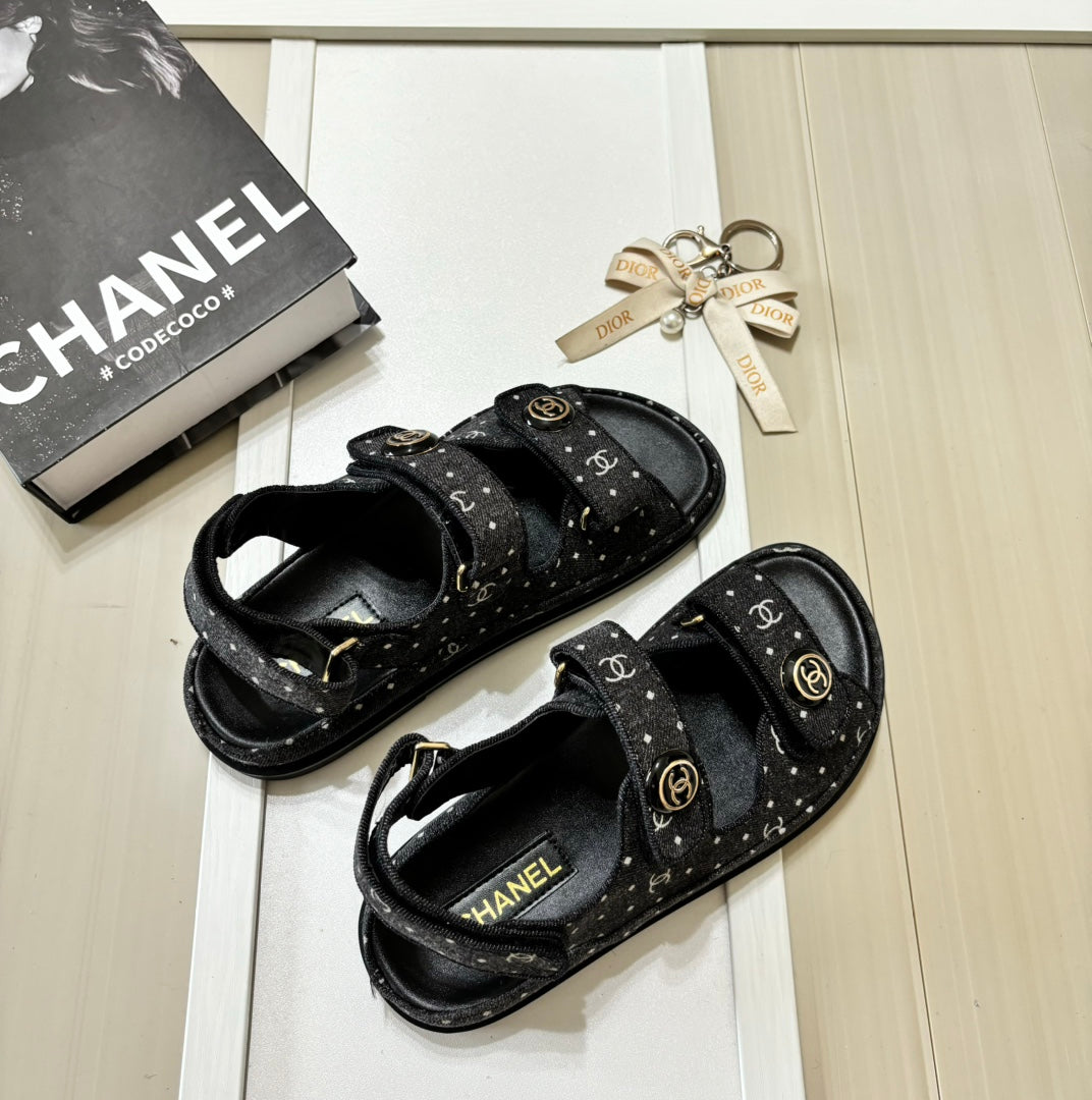 Chanel Denim Round Buckle Velcro Sandals – sandals product image 9