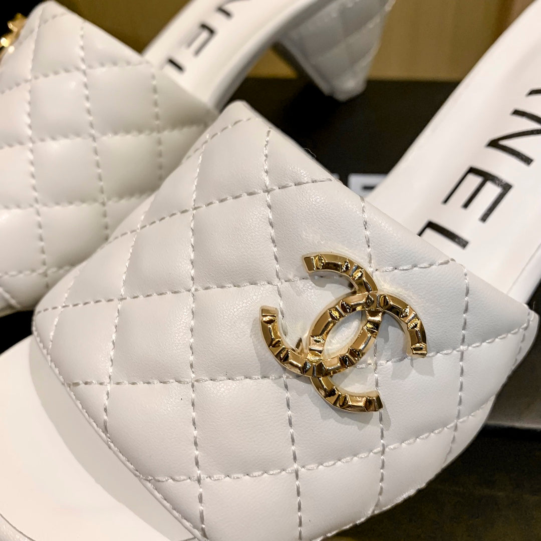 Chanel Diamond Leather Triangle Heel Slippers – slippers product image 16