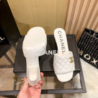 Chanel Diamond Leather Triangle Heel Slippers – slippers product image 17