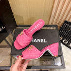 Chanel Diamond Leather Triangle Heel Slippers – slippers product image 2