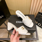 Chanel Diamond Leather Triangle Heel Slippers – slippers product image 5