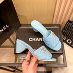 Chanel Diamond Leather Triangle Heel Slippers – slippers product image 7