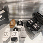 Chanel Diamond Logo Flat Fur Slippers – slippers product image 13