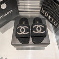 Chanel Diamond Logo Flat Fur Slippers – slippers product image 4