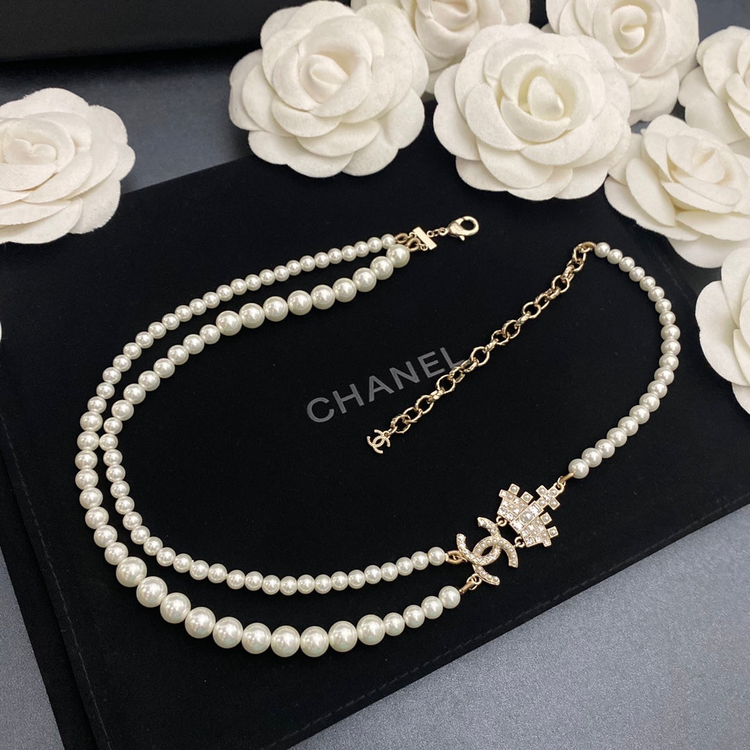 Chanel Double Crown Pearl Necklace – Luxury Designer Jewelry – product image 1