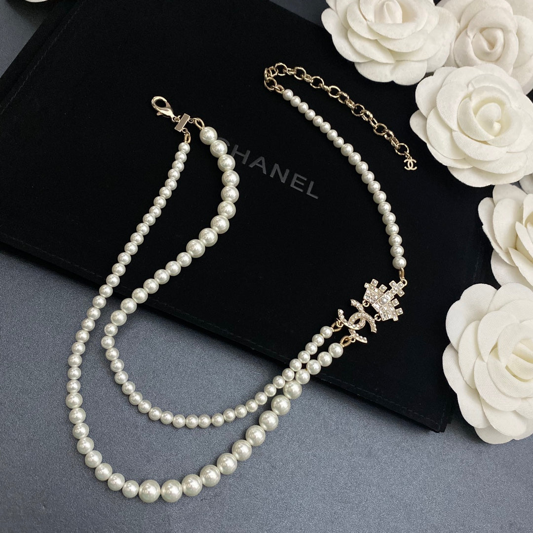 Chanel Double Crown Pearl Necklace – Luxury Designer Jewelry – product image 2