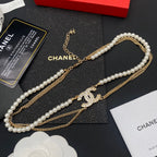 Chanel Double Gold-Tone Pearl Necklace – Luxury Designer Jewelry – product image 2