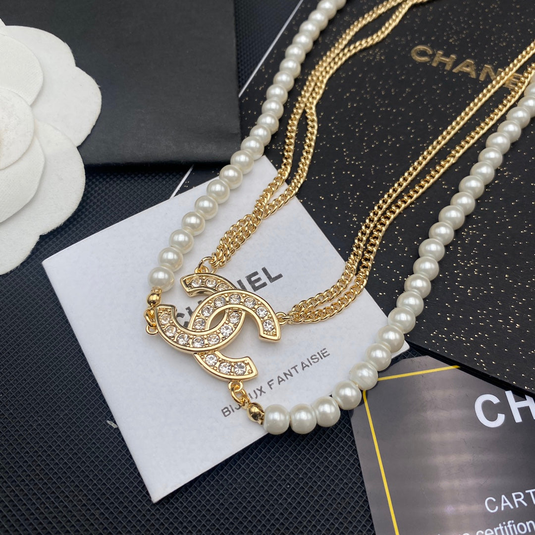 Chanel Double Gold-Tone Pearl Necklace – Luxury Designer Jewelry – product image 3