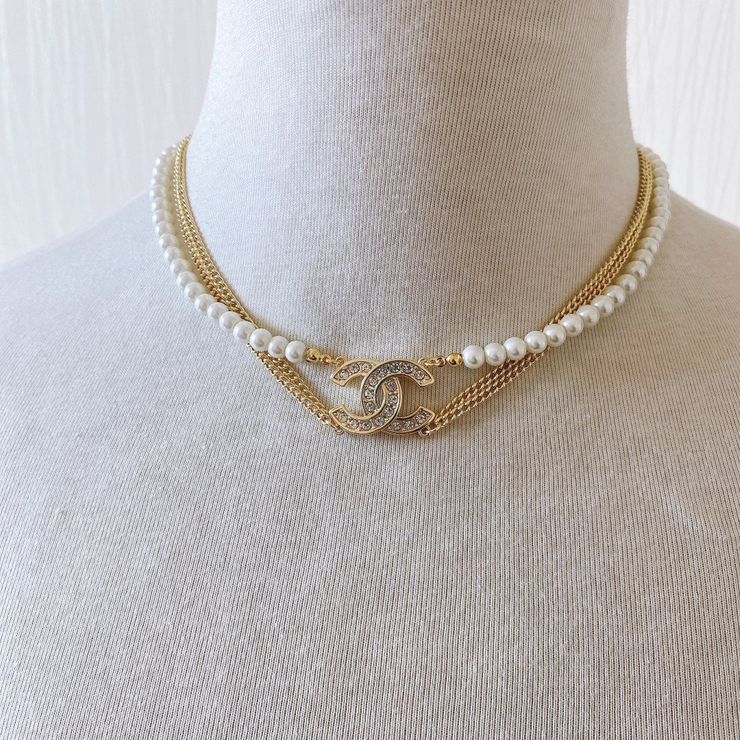 Chanel Double Gold-Tone Pearl Necklace – Luxury Designer Jewelry – product image 4