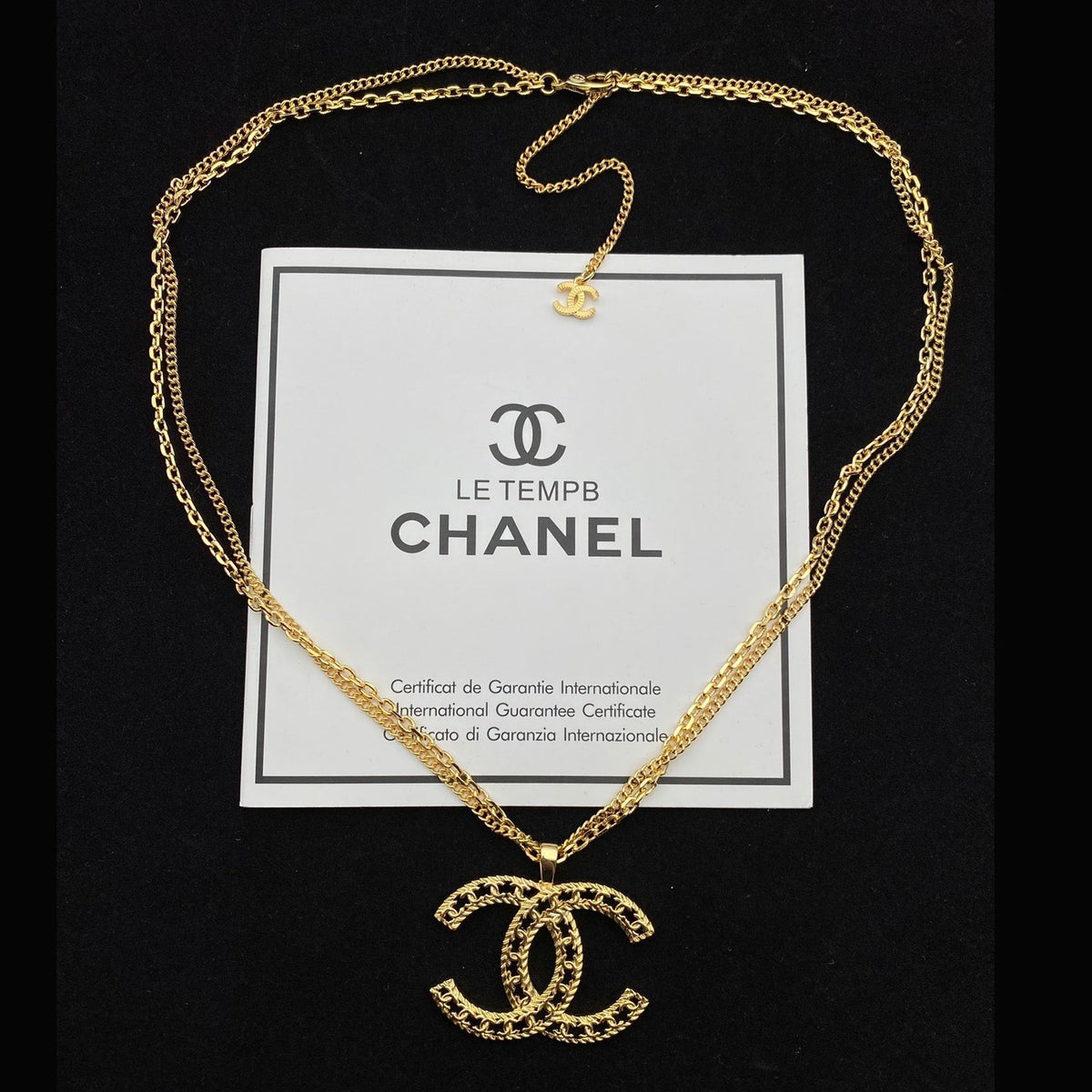 Chanel Double Layer Hollow Pendant Necklace – Luxury Designer Jewelry – product image 2