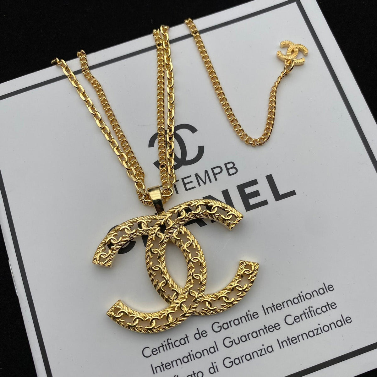 Chanel Double Layer Hollow Pendant Necklace – Luxury Designer Jewelry – product image 3
