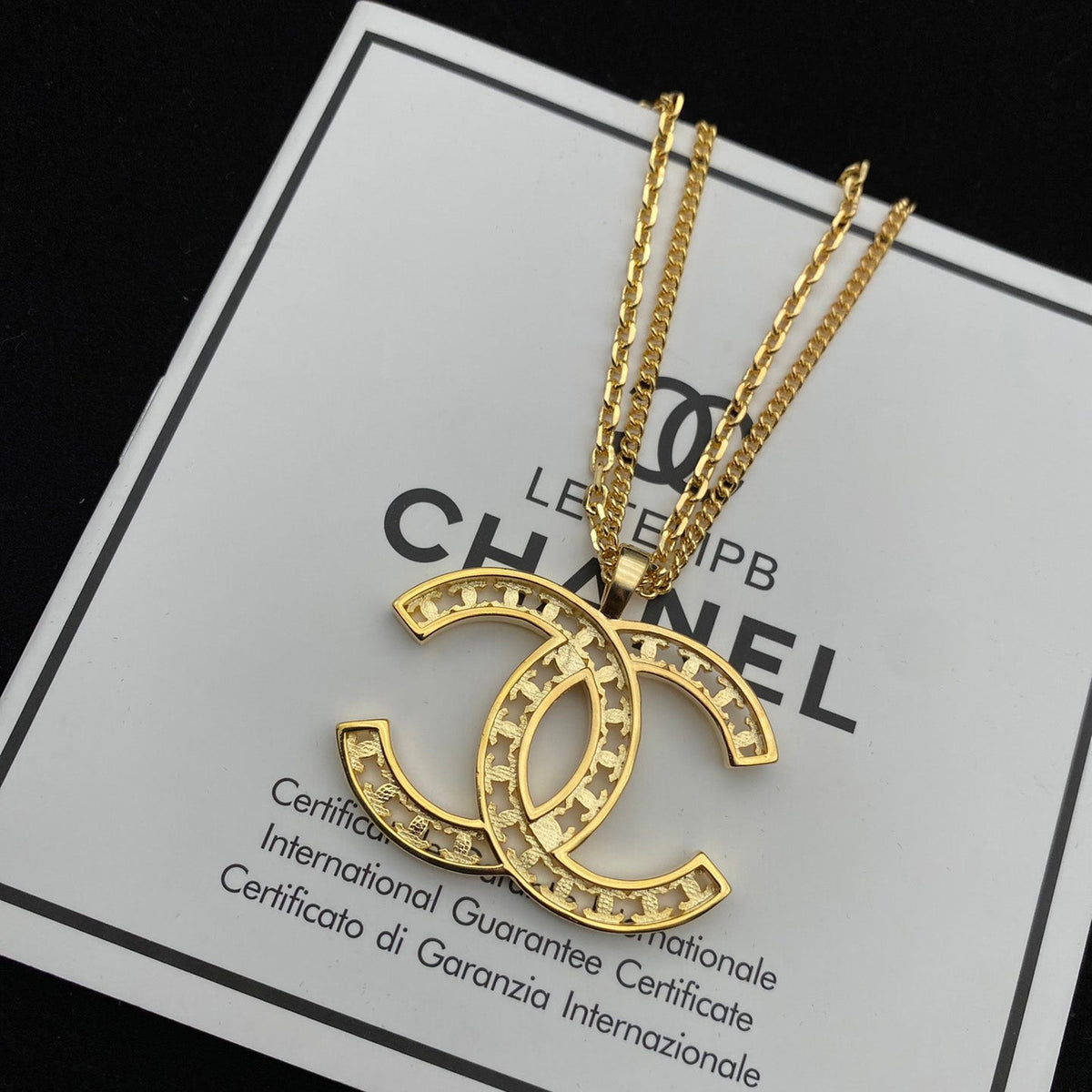 Chanel Double Layer Hollow Pendant Necklace – Luxury Designer Jewelry – product image 4