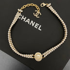 Chanel Double Pearl Crystal Choker Necklace – Luxury Designer Jewelry – product image 2