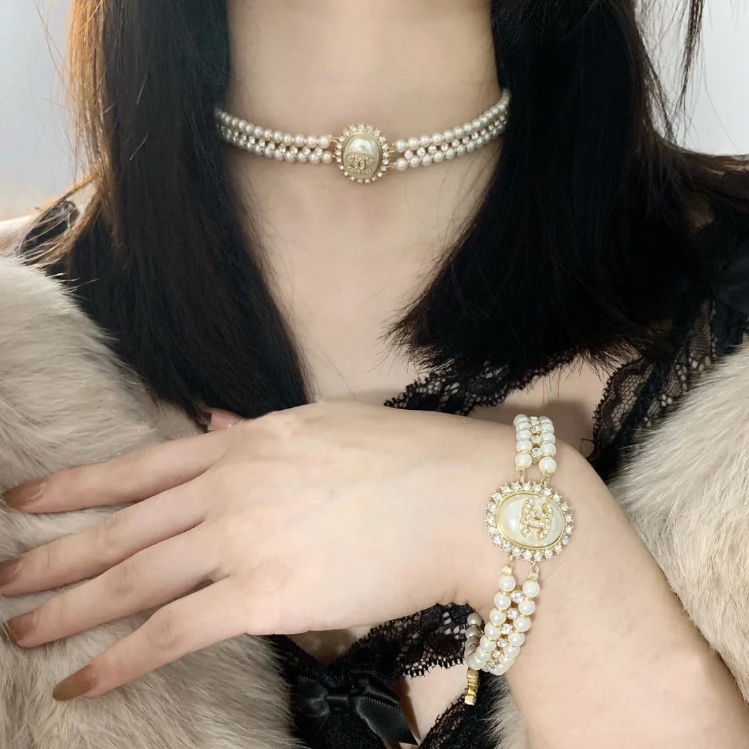 Chanel Double Pearl Crystal Choker Necklace – Luxury Designer Jewelry – product image 6