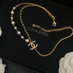 Chanel Double Pearl Leather Chain Necklace – Luxury Designer Jewelry – product image 1