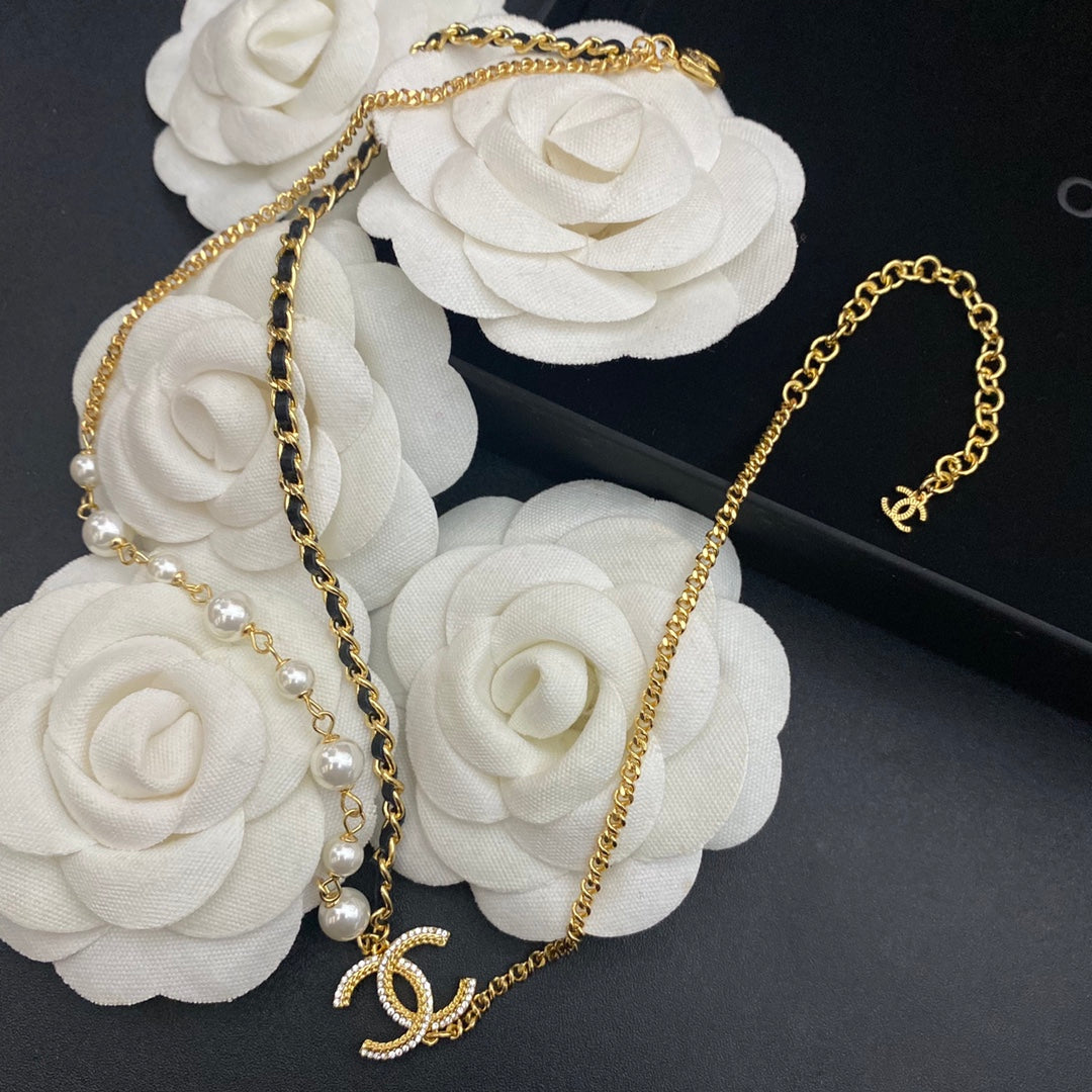 Chanel Double Pearl Leather Chain Necklace – Luxury Designer Jewelry – product image 4