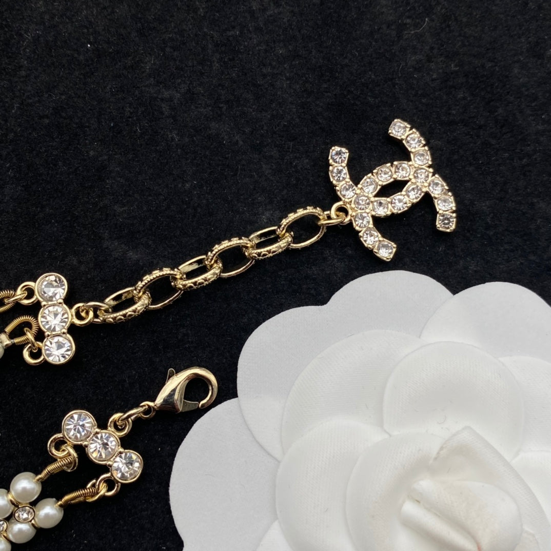 Chanel Double Row Pearl Crystal Bracelet – Luxury Jewelry – product image 3