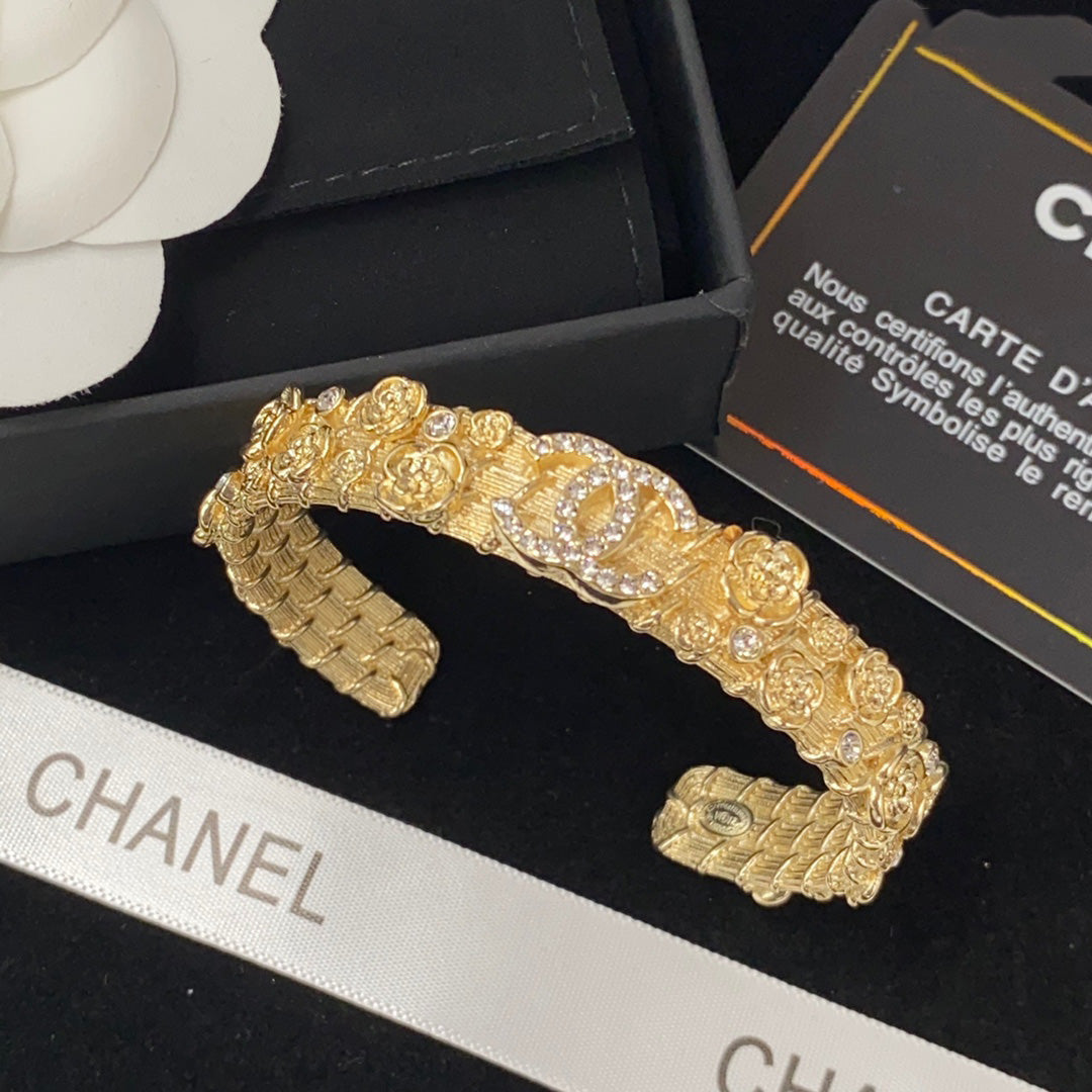 Chanel Embossed Camellia Open Bracelet – Luxury Jewelry – product image 1