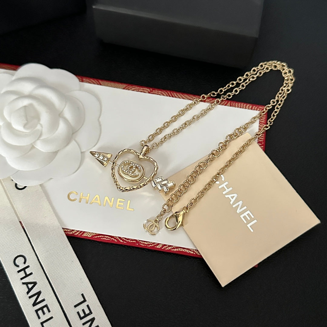 Chanel Heart and Arrow Crystal Necklace – Luxury Designer Jewelry – product image 1