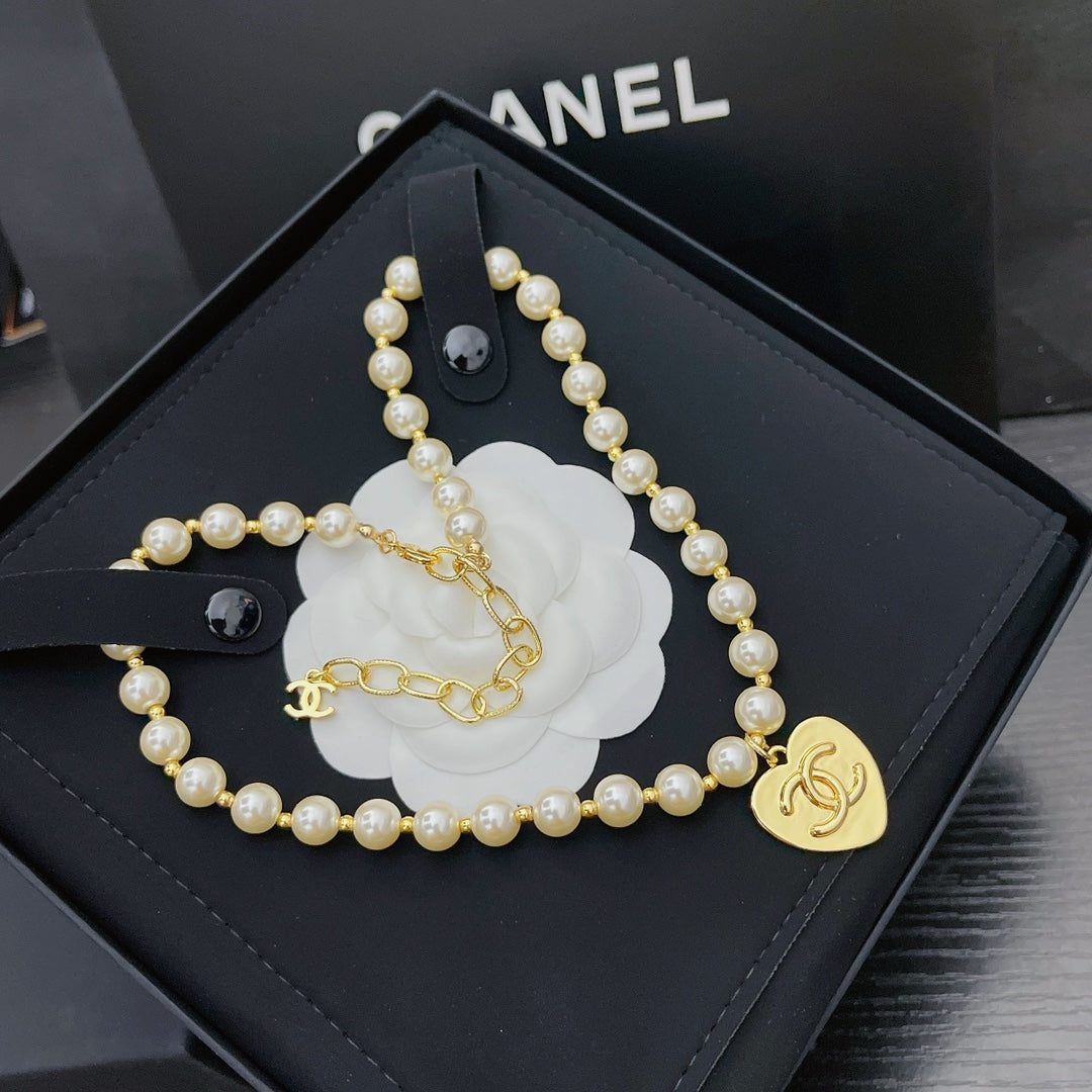 Chanel Heart Pendant Pearl Necklace – Luxury Designer Jewelry – product image 3