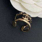 Chanel Leather Gold-Tone Open Ring – Luxury Designer Jewelry – product image 3