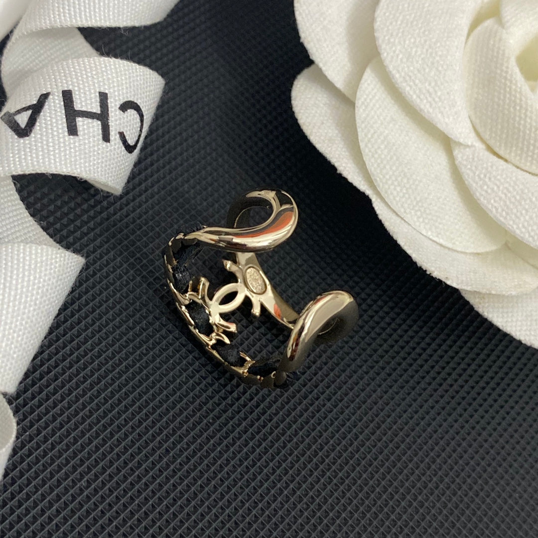 Chanel Leather Gold-Tone Open Ring – Luxury Designer Jewelry – product image 4